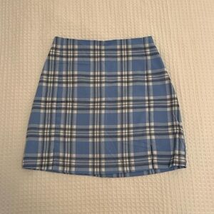 Brandy Melville blue and white plaid mini skirt